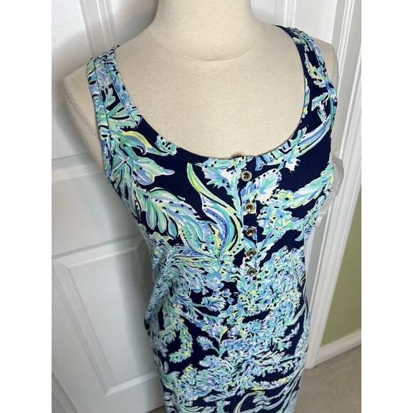 Lilly Pulitzer Merrill Maxi Dress High Tide Navy Col Scuba Doo Print Side Slit S - Picture 4 of 11
